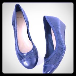 Cole Haan Elsie Cap-Toe Navy Wedge Pump
